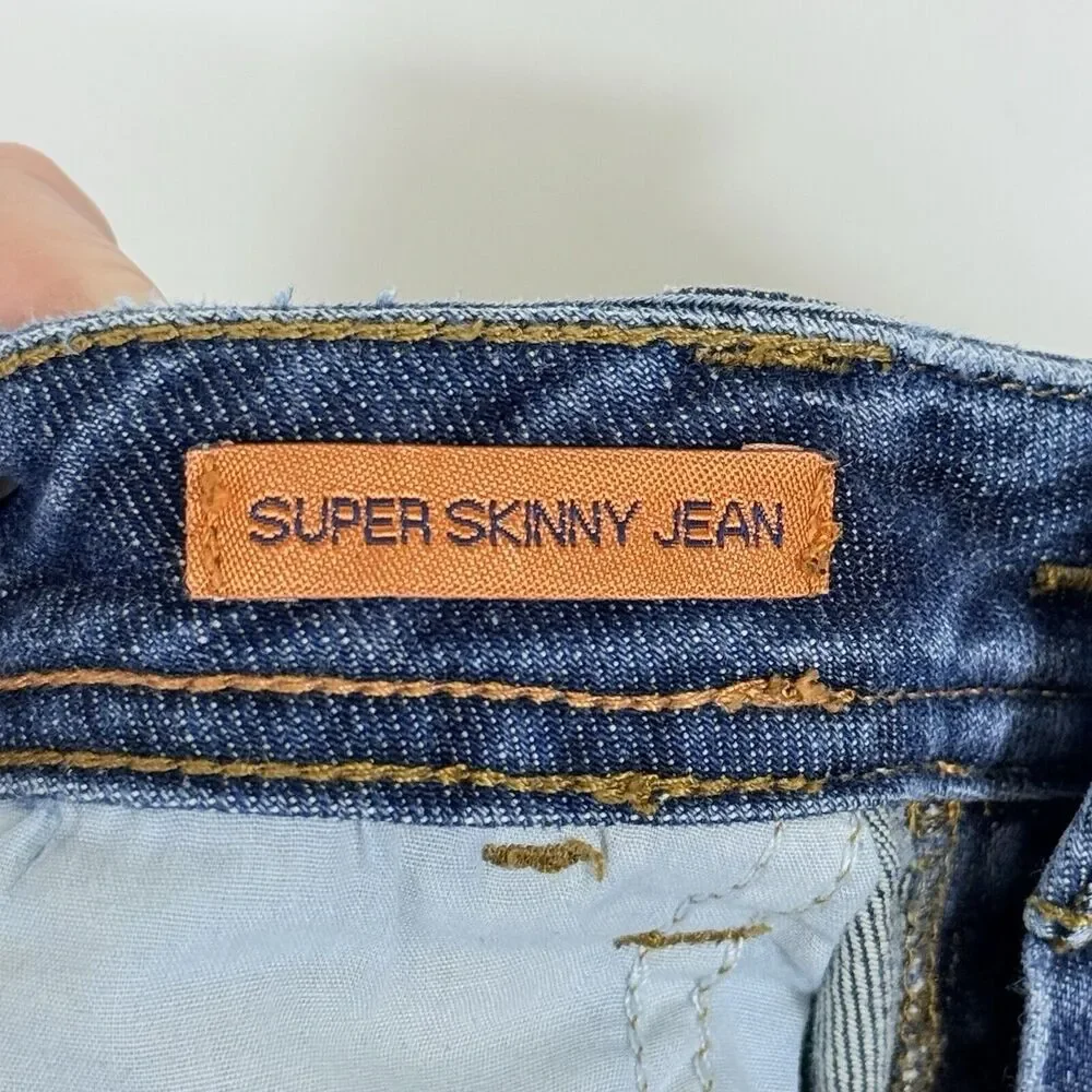 Tory Burch Super Skinny Jeans Womens‎ 28 Blue Studded Denim Rocker Chic Glam